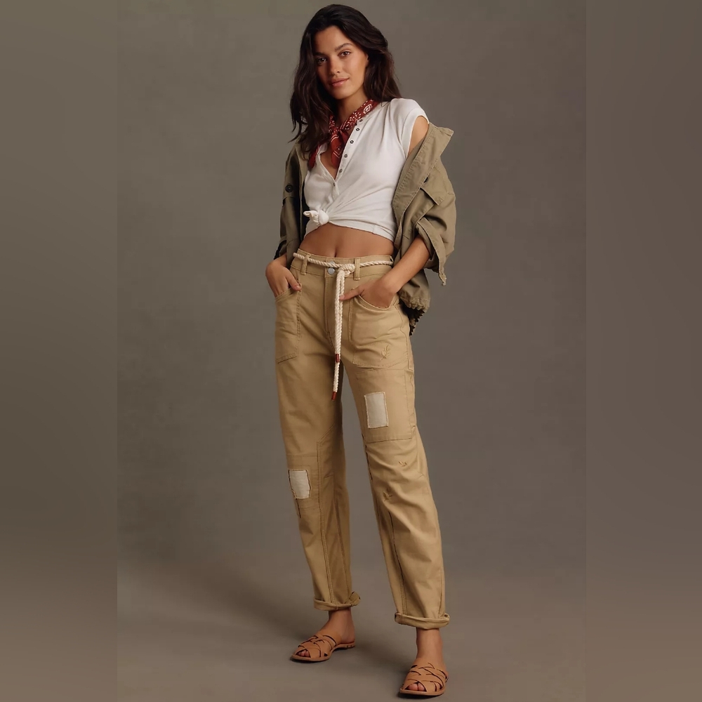 Anthropologie Wanderer Mid-Rise Relaxed-Leg Jeans by Pilcro: Patchwork Edition